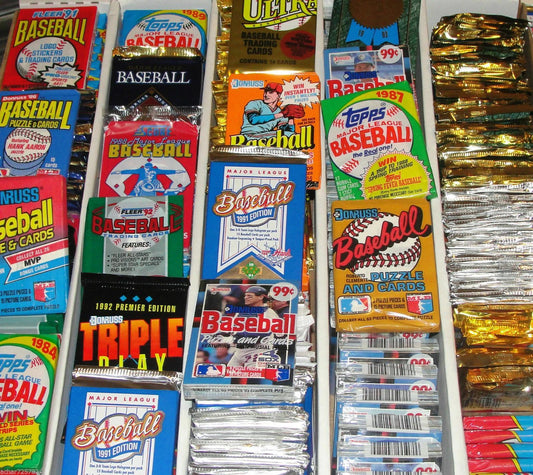 Assorted MLB Baseball Card Packs 4 Pack Lot 1980s 90s 60 Cards Vintage Multi-Brand Mix from Top Card Manufacturers Golden Era Baseball Card Collector Set Gift for Baseball Fans and Hobbyists