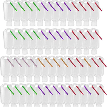 50-Pack 1.7 oz Clear Refillable Travel Bottles with Keychain Tops for Toiletries and Liquids