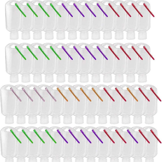 TSA Approved Travel Bottles with Keychain Leakproof Refillable Squeeze Containers 50-Pack Clear Plastic 1.7oz 50ML for Toiletries Lotion Shampoo Conditioner Soap Hand Sanitizer Essential Oils