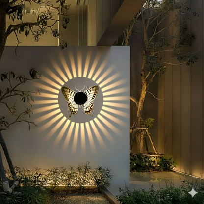 Two- or Four-Piece Solar Butterfly Fence Lantern Set with Metal Cutout Shades, 16 x 7.8 x 8.5cm Each