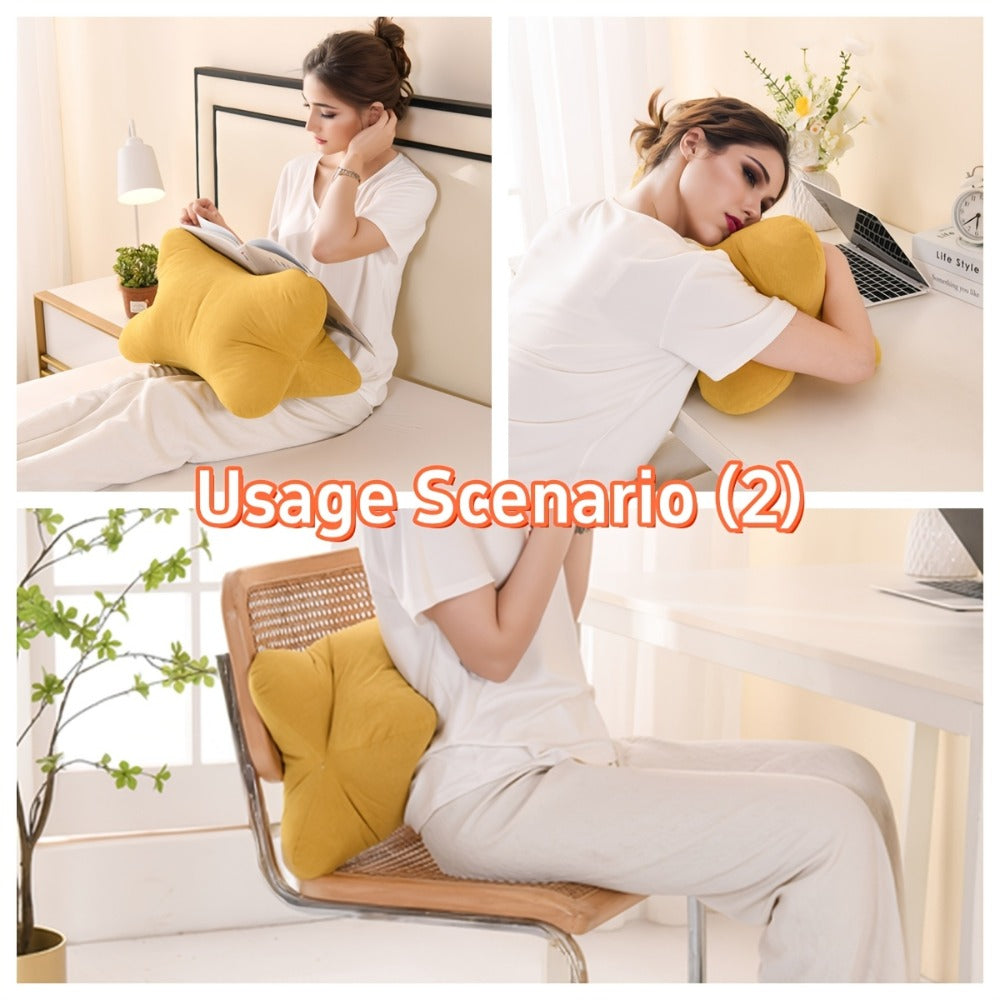 Triangular Lumbar Support Pillow Chenille, Breathable Back Cushion with Hidden Zipper for Office Chair Sofa Bed