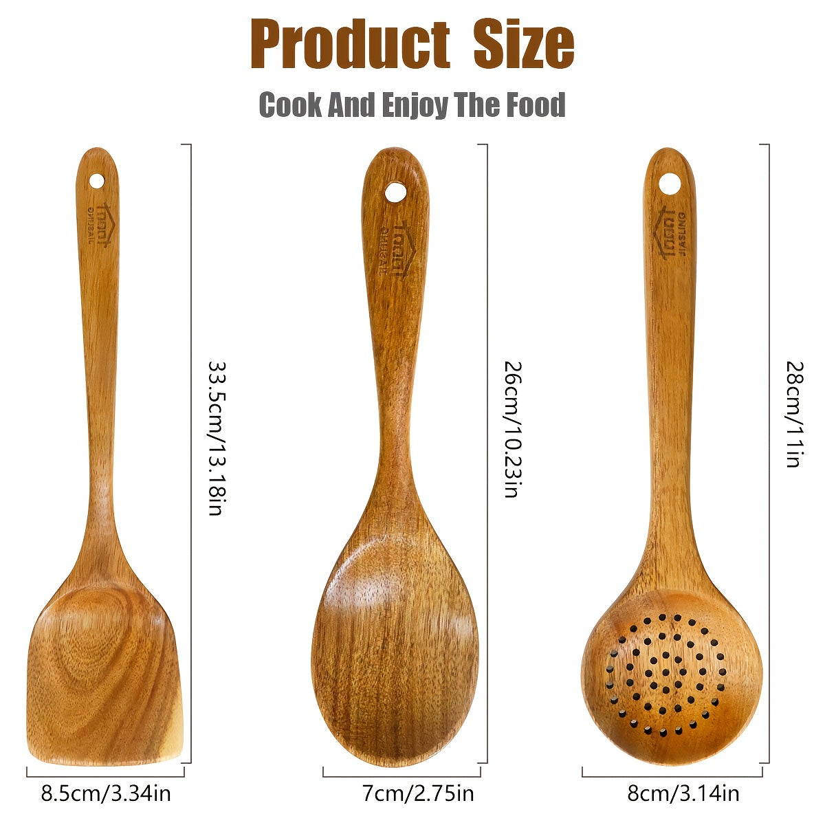 Wooden Kitchen Utensils Set 3/5/7Pcs – Natural Wood Spoons, Spurtle, Ladle & Wok Spatulas for Non-Stick Pans | Heat Resistant, Ergonomic Handle, Easy to Clean