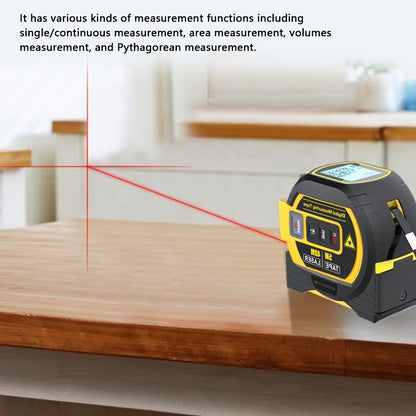 Laser Distance Meter 3-in-1 60M Laser Rangefinder with 5M Tape Measure Laser Cross Line Area Volume Pythagorean Measurement 20 Data Memory for Construction Housing Survey