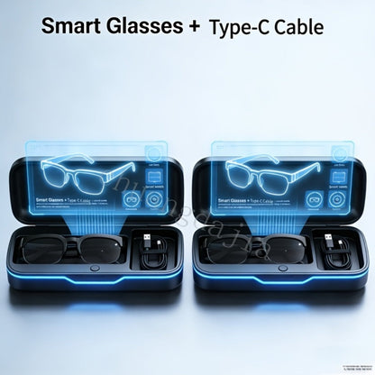 AI Smart Glasses with Real-Time Translation – Open-Ear Audio, Wireless Music, Built-In Mic & Speaker, Bluetooth Wearable Tech for Travel Work Daily Use, Black or White (Single or 2-Pack)
