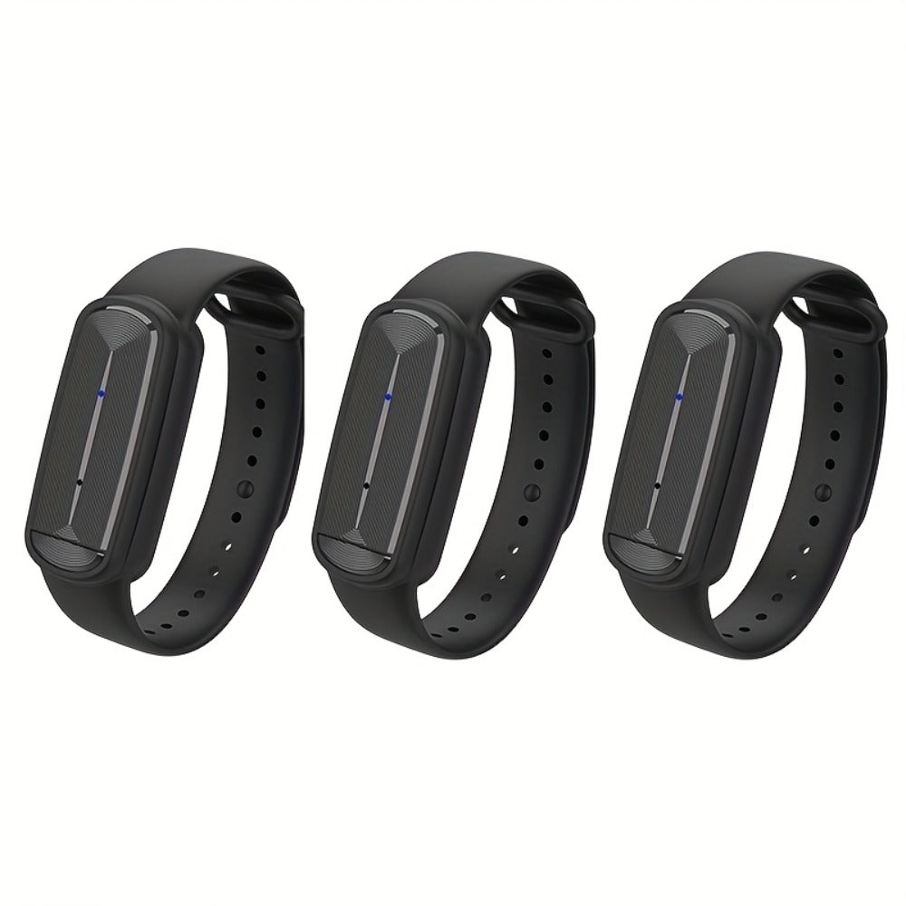 Ultrasonic Mosquito Repellent Bracelet 3-Pack – USB Rechargeable Intelligent Bug Repellent Wristband for Camping, Outdoor, Hiking & Travel, Waterproof Mosquito Control Bracelet for Adults & Kids