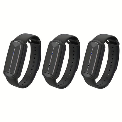 Ultrasonic Mosquito Repellent Bracelet 3-Pack – USB Rechargeable Intelligent Bug Repellent Wristband for Camping, Outdoor, Hiking & Travel, Waterproof Mosquito Control Bracelet for Adults & Kids