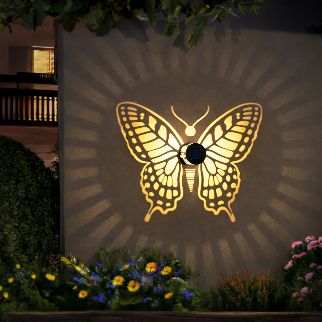 Two- or Four-Piece Solar Butterfly Fence Lantern Set with Metal Cutout Shades, 16 x 7.8 x 8.5cm Each