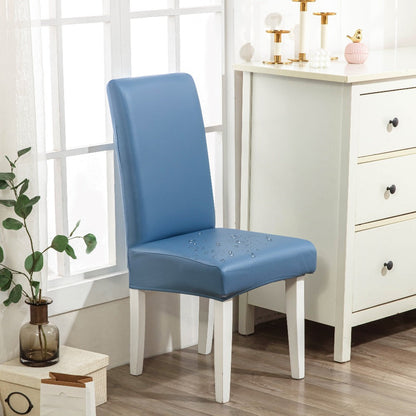 Chair Cover Set of 4 or 6 Stretch PU Leather Dining Slipcovers in Nine Available Color Choices
