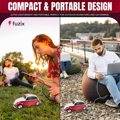Fuzix WS-1958 Vintage Car Bluetooth Speaker with LED Headlights & Taillights | Retro Wireless Stereo, FM Radio, AUX/USB/TF, Built-in Mic, Rechargeable – Novelty Gift for Car Enthusiasts & Music Lovers