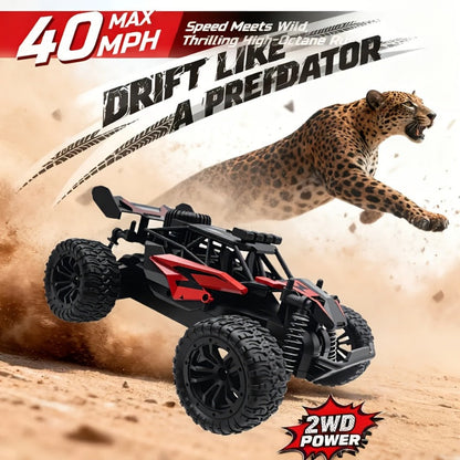 Remote Control Car, 1:18 Scale Alloy Monster Truck with 2.4GHz Control, LED Headlights and Red or Yellow Finish