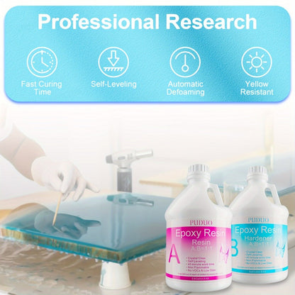 Epoxy Resin Kit Ultra Clear Bubble-Free Self-Leveling – 2-Part Casting & Coating Resin for River Tables Countertops Crafts, Yellowing-Resistant Fast Cure Formula