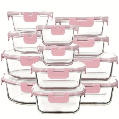 Glass Food Storage Containers with Airtight Lids - Borosilicate Glass Meal Prep Containers Set, Microwave Dishwasher Freezer Safe, BPA Free, Leak Proof Lunch Containers for Kitchen