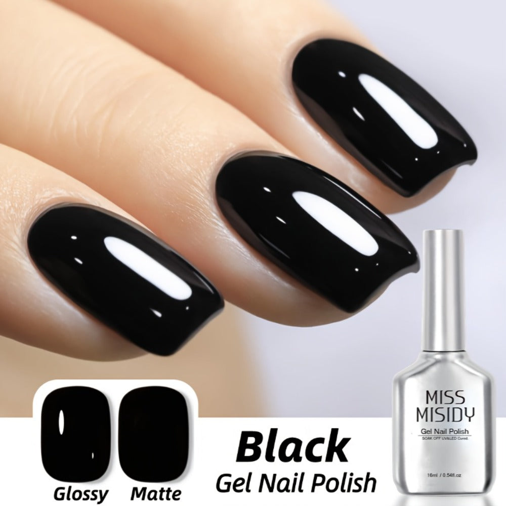 Gel Nail Polish – Odorless Black & White 0.54oz MISS MISIDY Soak-Off UV LED Durable High Gloss – Self-Leveling Easy Application for…