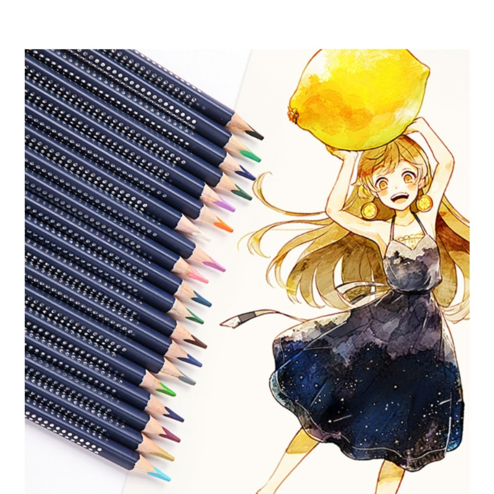 Water Soluble Colored Pencils 12 Colors Set – Triangular Barrel Watercolor Pencils for Kids Adults Artists Sketching Blending Drawing School Supplies Gift