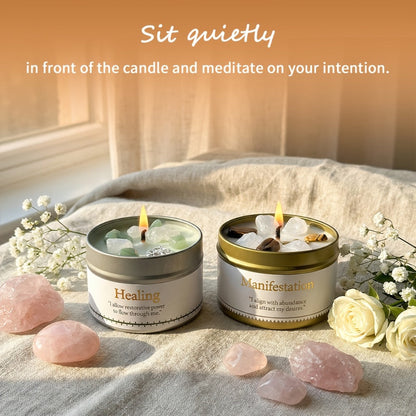 3oz Decorative Tin Candle or Two-Piece Crystal and Guidance Card Set with Multiple Label Pairings