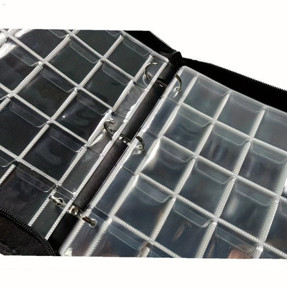 200-Pocket Coin Collection Album with 10 Pages, Zipper Handle and Black or Blue Cover for Adult Collectors