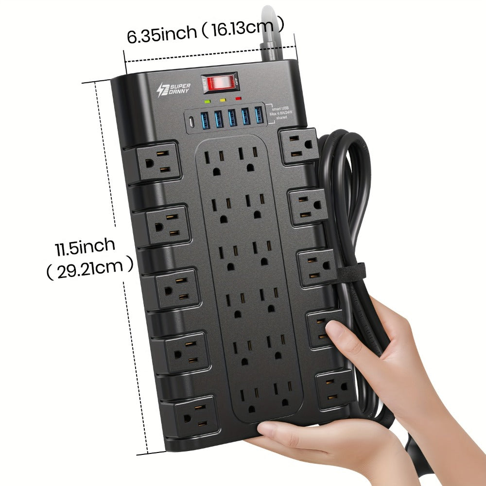 Power Strip 28-in-1 Surge Protector with 22 Widely Spaced AC Outlets, 5 USB-A, 2 USB-C and 2100J Rating