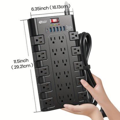 Power Strip 28-in-1 Surge Protector with 22 Widely Spaced AC Outlets, 5 USB-A, 2 USB-C and 2100J Rating