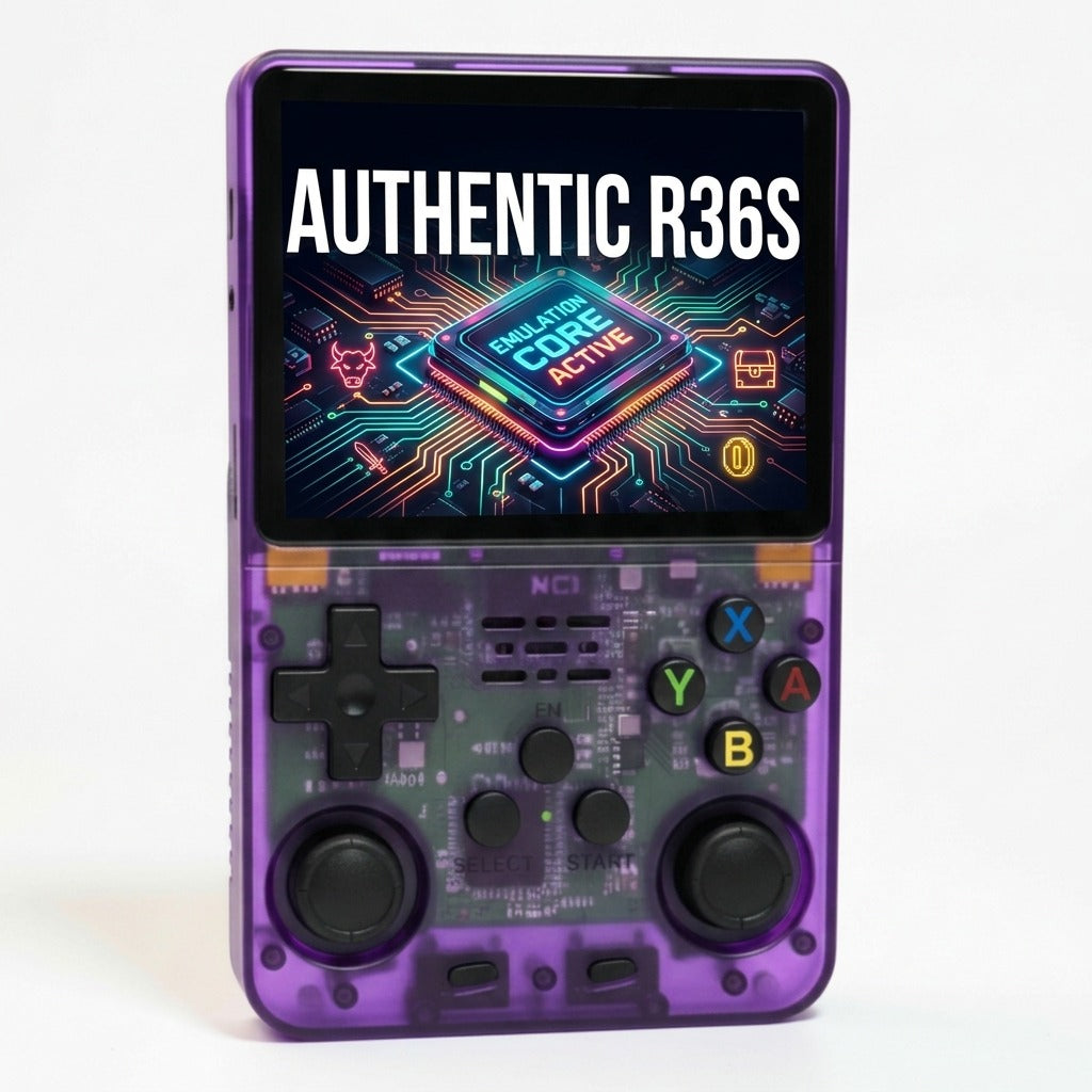 R36S Retro Handheld Game Console ArkOS 3.5" IPS Screen 64GB 128GB – Portable Emulator Gaming Device USB-C 10Hr Battery, Black White Purple, Classic Retro Gaming Gift for Kids Adults