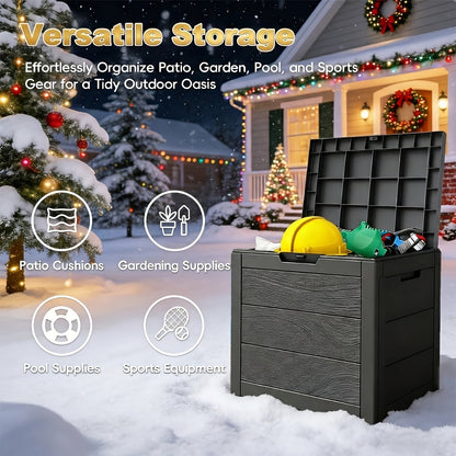 Flip-Top Resin Deck Storage Box with Secure Lid in Black for Patio, Pool and Garden Storage