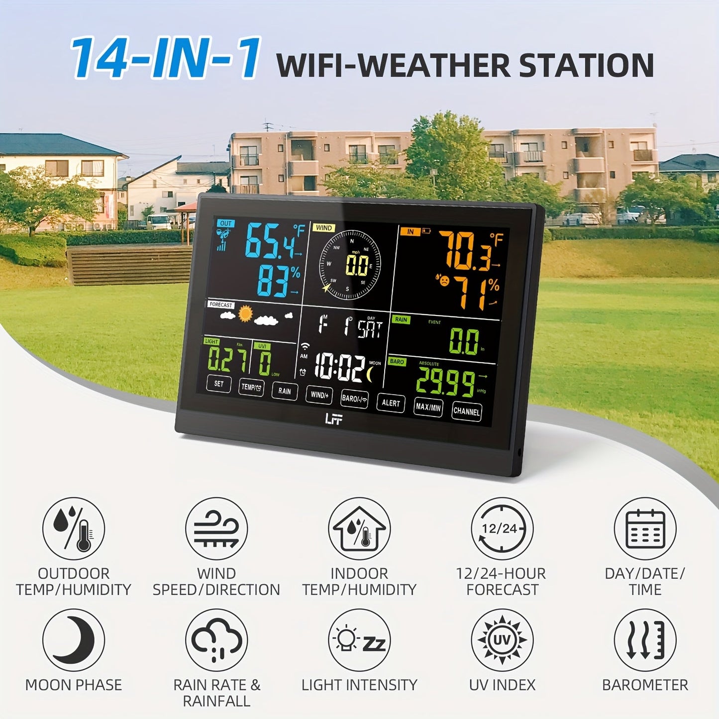 Professional Weather Station | WiFi UV Index Wind Rain Gauge Forecast