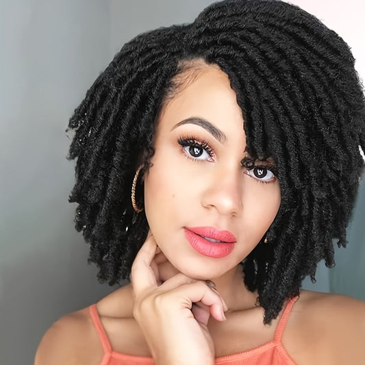 Synthetic Wig 12-Inch Goddess Faux Locs Headband Style with Curly Ends in Three Colors for Festivals