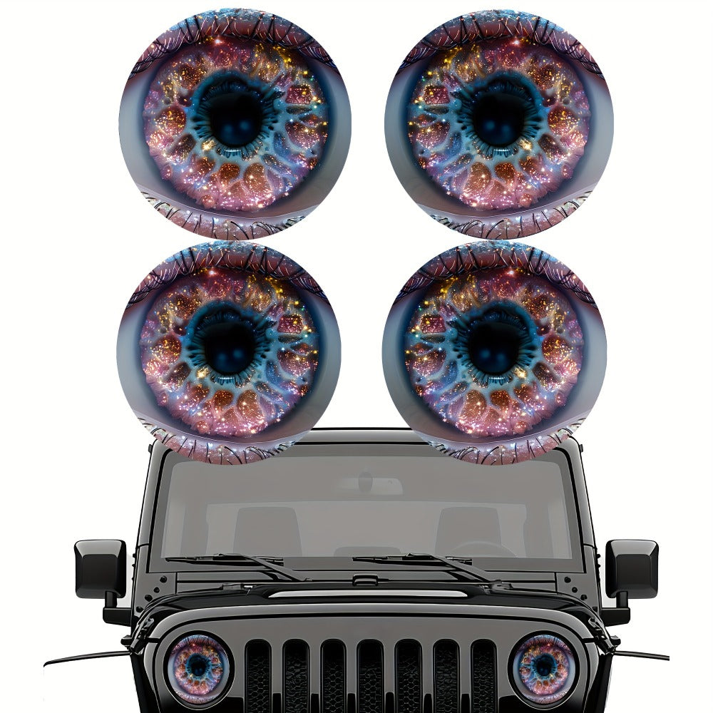3D Beast Eye Headlight Stickers – Funny Car Headlight Decals for Jeep Round Headlights, Truck Body, Bumper & Window Decoration, Reusable PVC Glossy Stickers (1 or 2 Pairs)