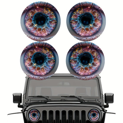 3D Beast Eye Headlight Stickers – Funny Car Headlight Decals for Jeep Round Headlights, Truck Body, Bumper & Window Decoration, Reusable PVC Glossy Stickers (1 or 2 Pairs)