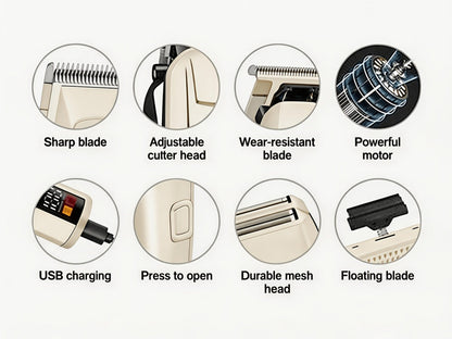 USB Rechargeable Hair Clipper for Men with LCD Display — Professional Large-Capacity Battery Clipper, Reinforced White Design, Home Salon & Travel Essential, Gift for Dad & Son
