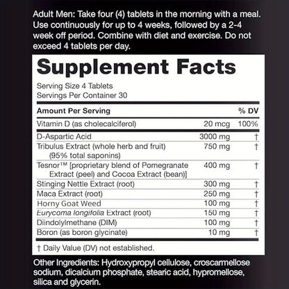 Natural Testosterone Booster for Men – Total-T Ultimate with D-Aspartic Acid, Horny Goat Weed, Tribulus, Maca & Stinging Nettle | Energy, Mood & Muscle Health Support | 1 or 3 Bottle Pack