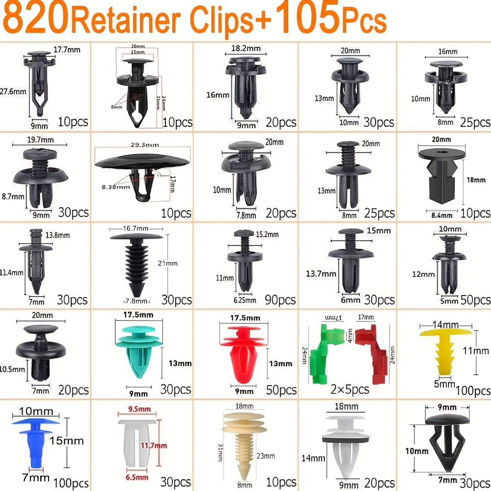 Car Body Fasteners Kit – Snap Rivets, Wing Expansion Screws & Willow Nails, Universal Automotive Retainer Clips for Car Body Panels, Bumpers & Trim (115 / 925 / 928 / 1275 pcs)