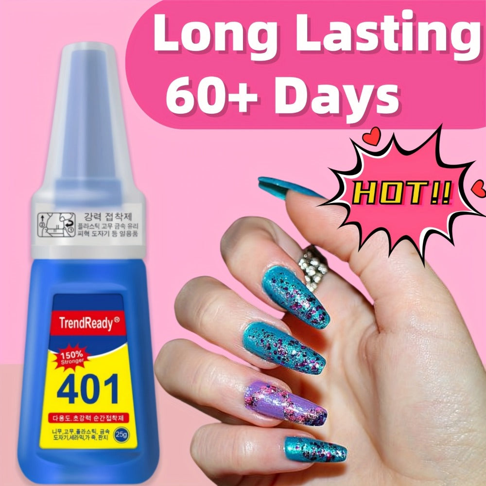 Nail Glue Set, TrendReady 401 25g Bottles in 1+1, 3+1, 5+1 or 7+1 Pack Options with Pointed Nozzles