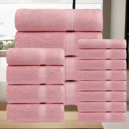 Towel Set 8 or 16 Piece Thickened Bath, Hand and Washcloth Collection in Multiple Solid Colors