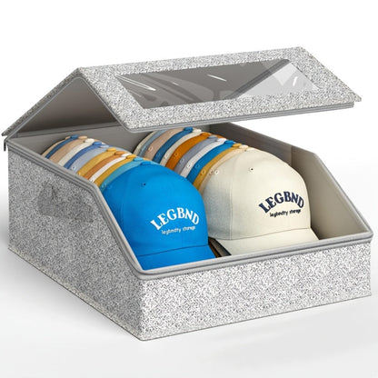 Stackable Baseball Cap Storage Box Organizer | Dustproof Cardboard Hat Box Holds 24 Caps | 1/2 Pack