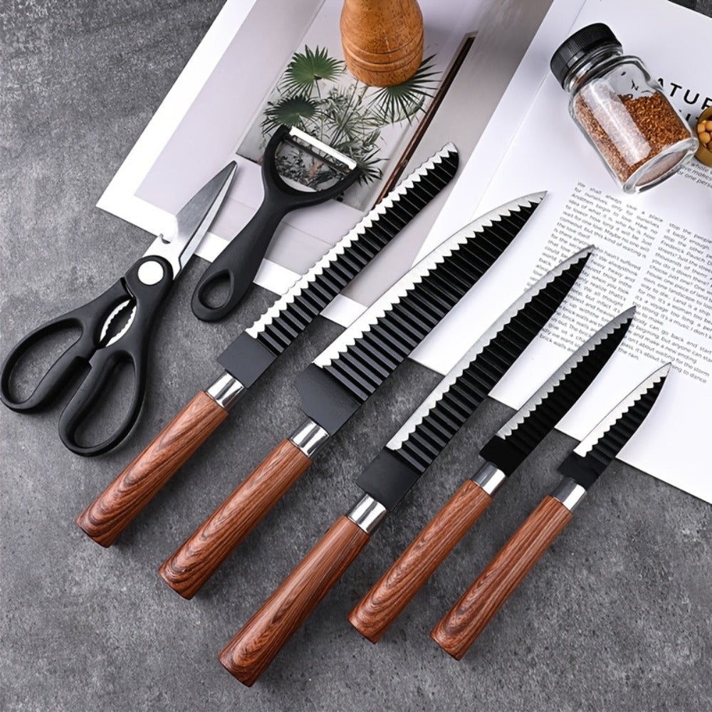 Hand Forged Chef Knife Set with Knife Rack Butcher Knife Bone Cutter Meat Cleaver Vegetable Chopper Kitchen Knife Set for Cooking Camping BBQ Outdoor Hunting Holiday Gift