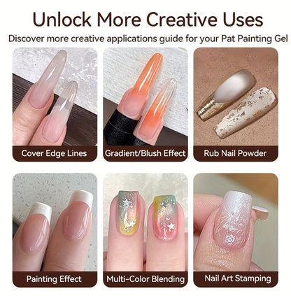 4-in-1 Pat Ombre Gel Nail Polish 9 Colors Gradient Stamping Painting Rub Powder – Solid Varnish for DIY French Manicure & Salon Nail Art, Chrome Glitter Effect for Women by UR SUGAR