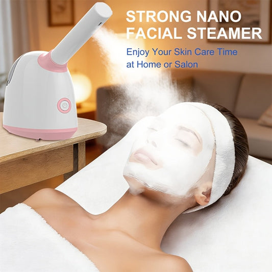Nano Ionic Facial Steamer Deep Pore Cleansing Warm Mist Humidifier Vaporizer for Home Sauna Spa Skin Moisturizing 3-in-1 Set Portable Large Tank Pink Beauty Gift for Women