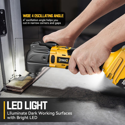 Oscillating Multi Tool Brushless Cordless Compatible with DeWalt 20V / 18V Battery – 21000 OPM Variable Speed, 4.5° Oscillating Angle, Anti-Vibration, Wood Cutting Blades & Sanding Pads (Battery Not Included)