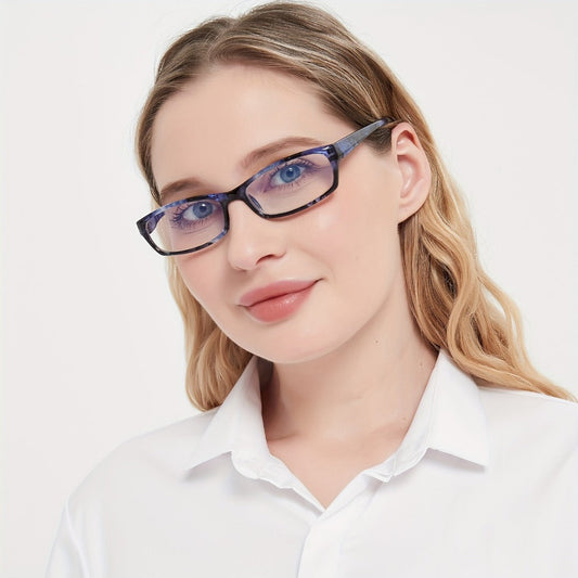 Reading Glasses – Five-Pair Rectangular Blue-Light Lens Set with Spring Hinges and Mixed Colors