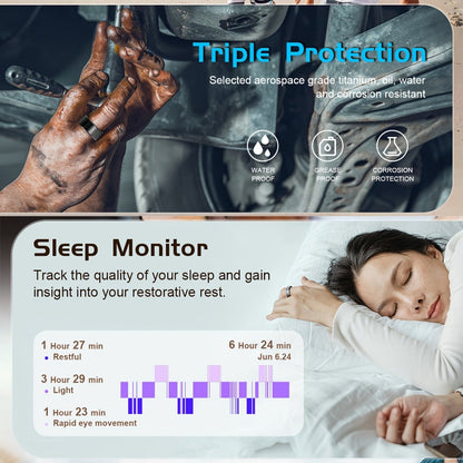 Smart Ring Fitness & Health Tracker for Men & Women, Heart Rate, Sleep, Steps, Calories, Body Temp & HRV Monitoring
