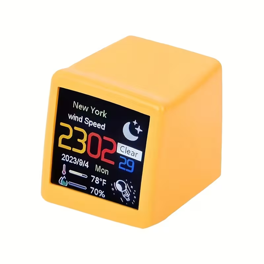 WiFi Weather Station Desktop Clock - Mini Smart Display Temperature Humidity Atmospheric Pressure Wind Speed GIF Animation