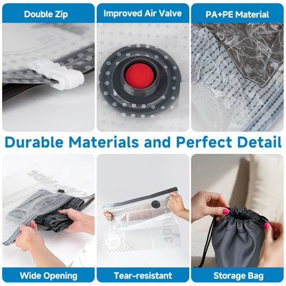 Vacuum Storage Bags with Electric Pump, 16 Pack Space Saver Bags for Clothes, Bedding & Travel