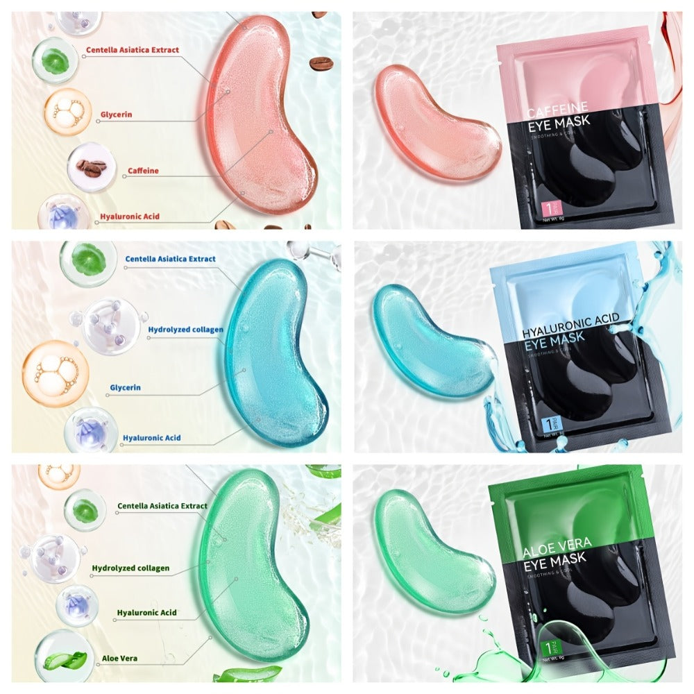 40-Pair Four-Color Under-Eye Patch Combo Box with Gold, Green, Blue and Pink Individual Pouches