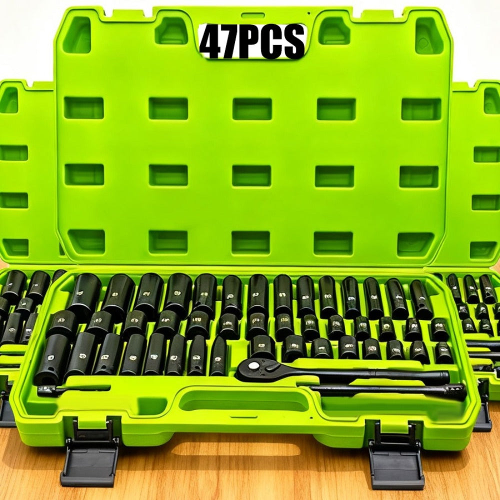 Impact Socket Set, 53-Piece Tool Set, 47-Piece 3/8" Drive & 34-Piece 1/2" Drive, SAE & Metric Sizes