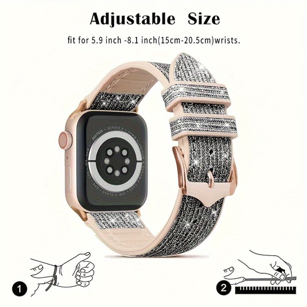 Rhinestone Mesh Watch Band and Matching Case Set for Apple Watch in 19 Color-and-Size Options