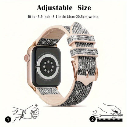 Rhinestone Mesh Watch Band and Matching Case Set for Apple Watch in 19 Color-and-Size Options