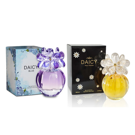 Perfume Gift Set for Women 2-Piece 100ml Each – Daicy Blue & Black Floral Fruity EDP | Citrus Jasmine Rose Vanilla Woody | Daily Office Date Night Birthday Anniversary Gift for Her