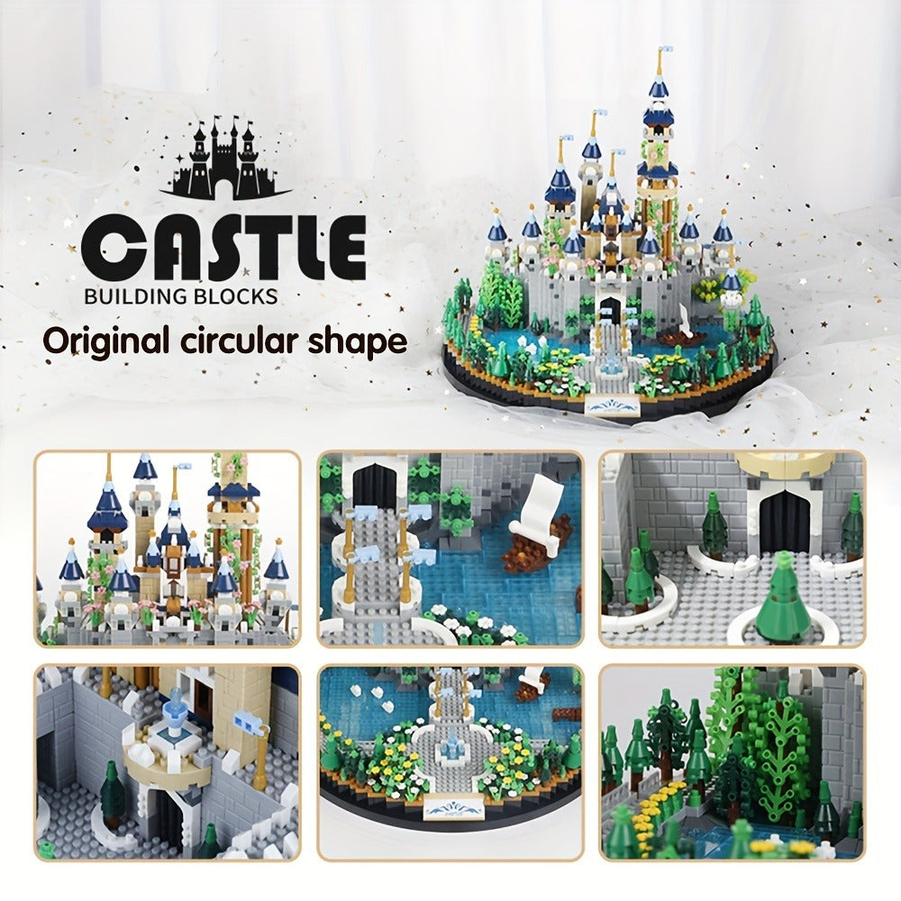 Fairytale Princess Castle Micro Building Block Set with 3,600 Pieces, 26 cm Display Base for Ages 14+