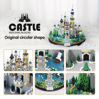 Fairytale Princess Castle Micro Building Block Set with 3,600 Pieces, 26 cm Display Base for Ages 14+