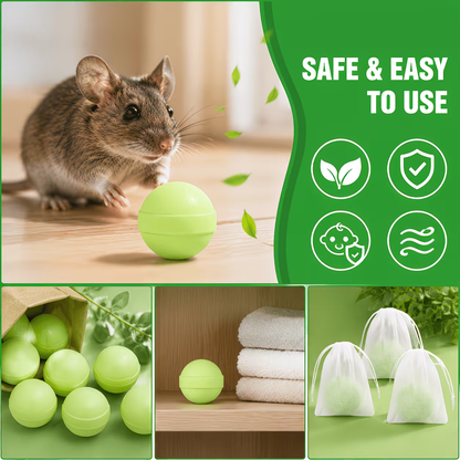 Peppermint Rodent Repellent Balls, Natural Mice Repellent Indoor Outdoor, Mouse Spider Ant Roach Repellent, Pest Control Balls for Home Garage Attic Kitchen